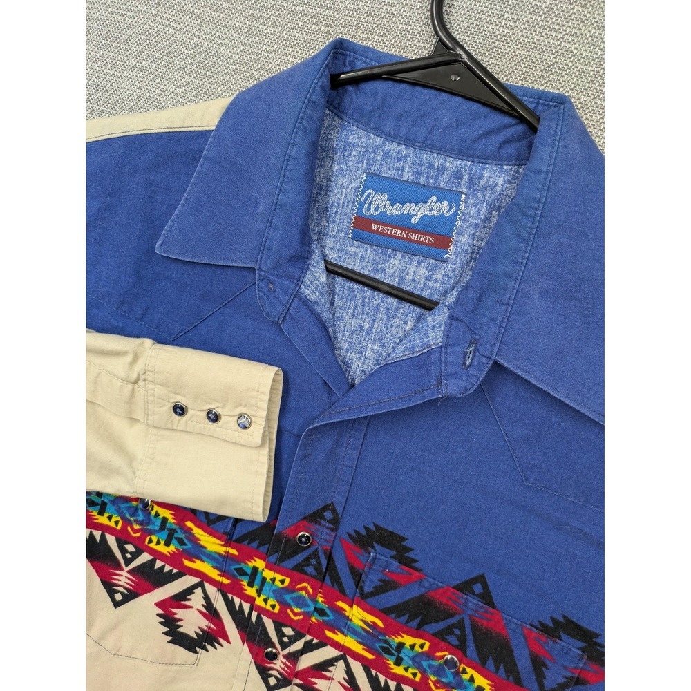 Wrangler Western Shirt Mens XL Multicolor Aztec Snap Front Long Sleeve Cowboy